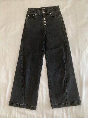 PAIGE Anessa Exposed Button Fly Twist Seam Jeans Dark Obsidian 26 W7620